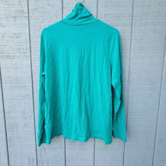 Lands End Skimmer Turtleneck Shaped Fit Cotton Modal sz XL Teal Seafoam - Picture 6 of 9